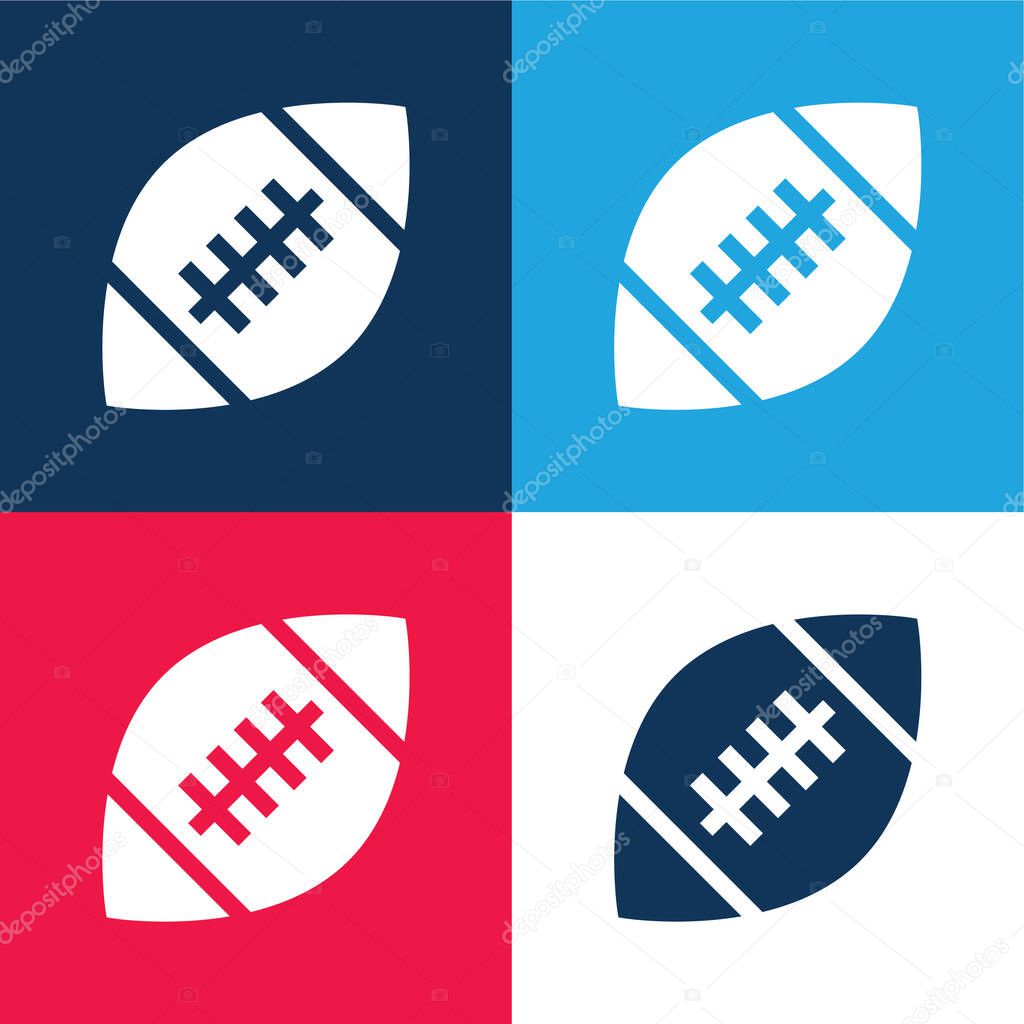 American Football blue and red four color minimal icon set