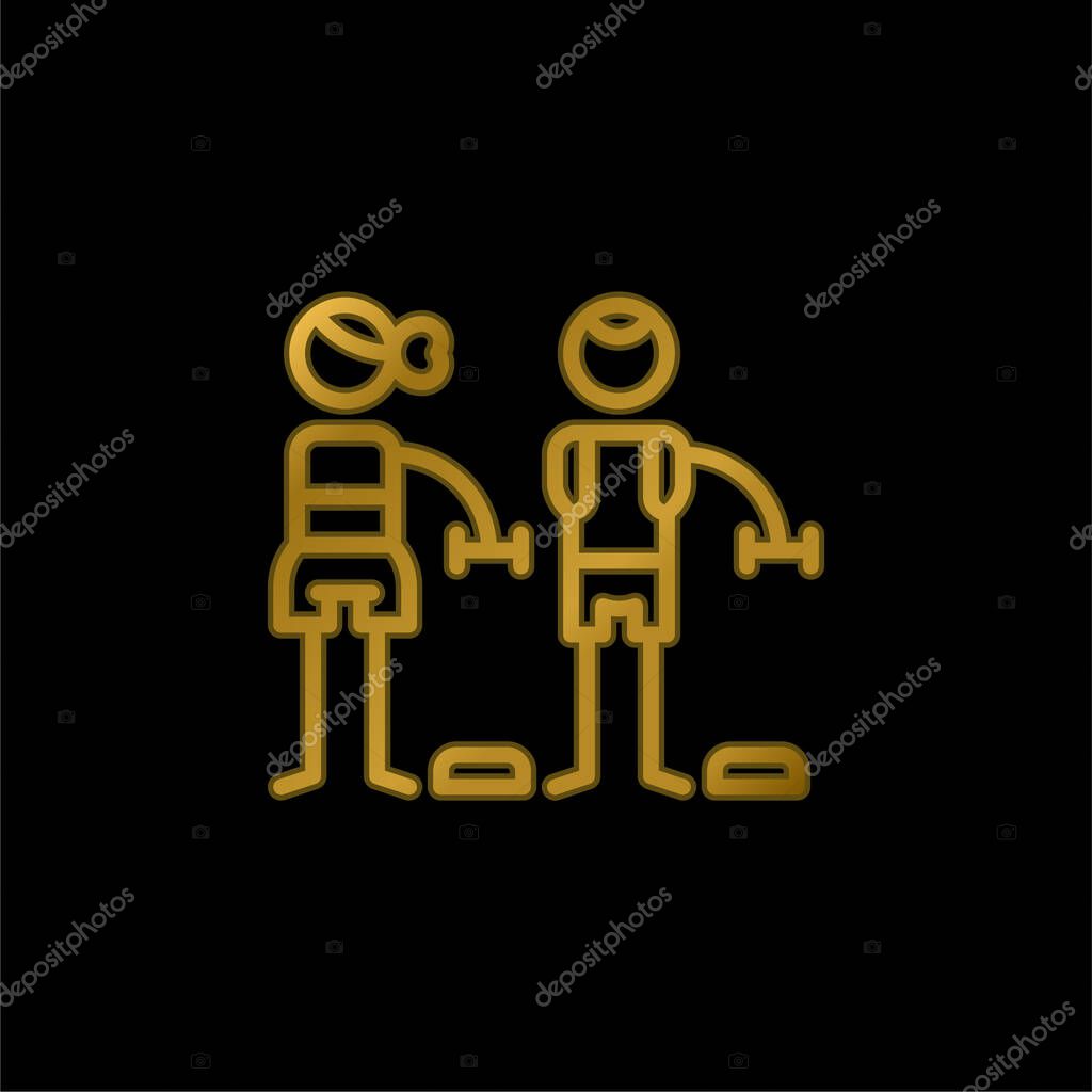 Bodypump gold plated metalic icon or logo vector