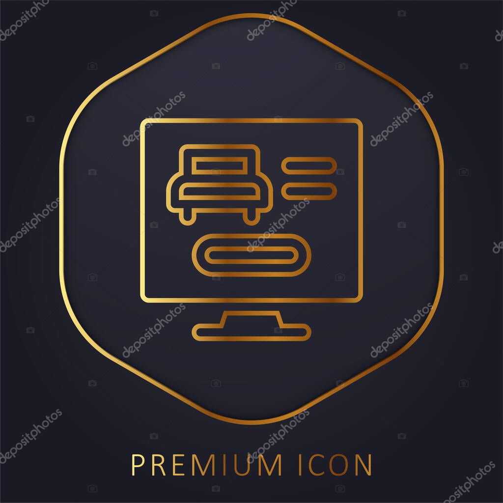 Booking Online golden line premium logo or icon
