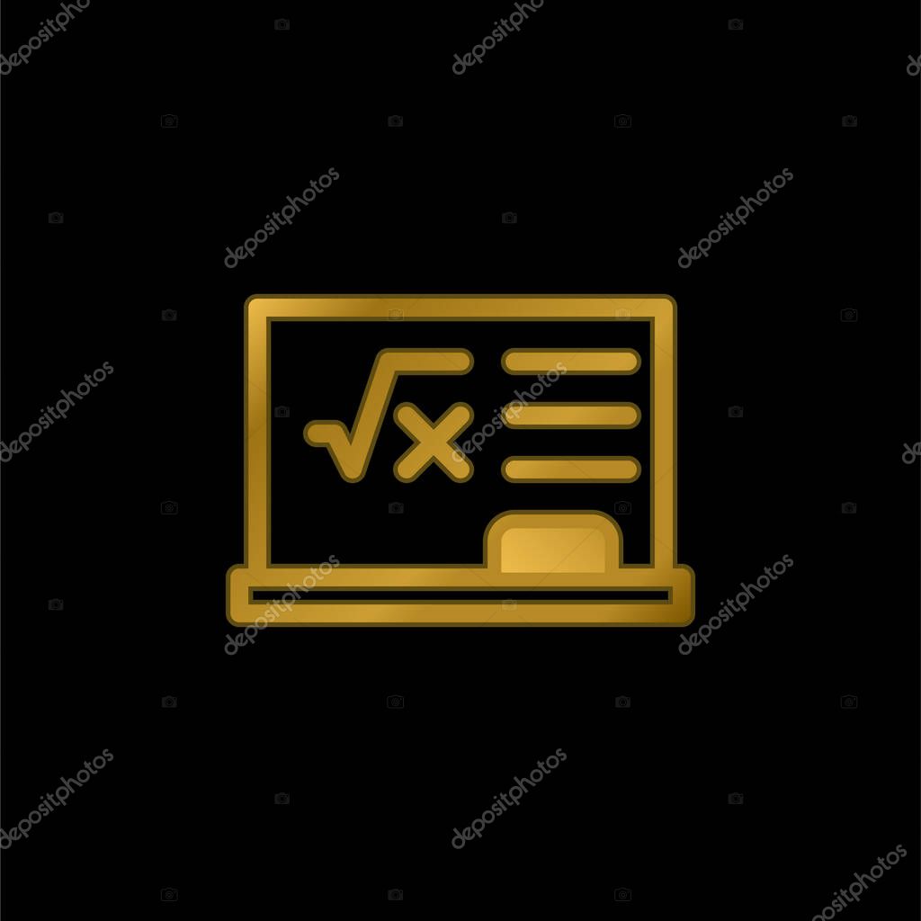 Blackboard gold plated metalic icon or logo vector