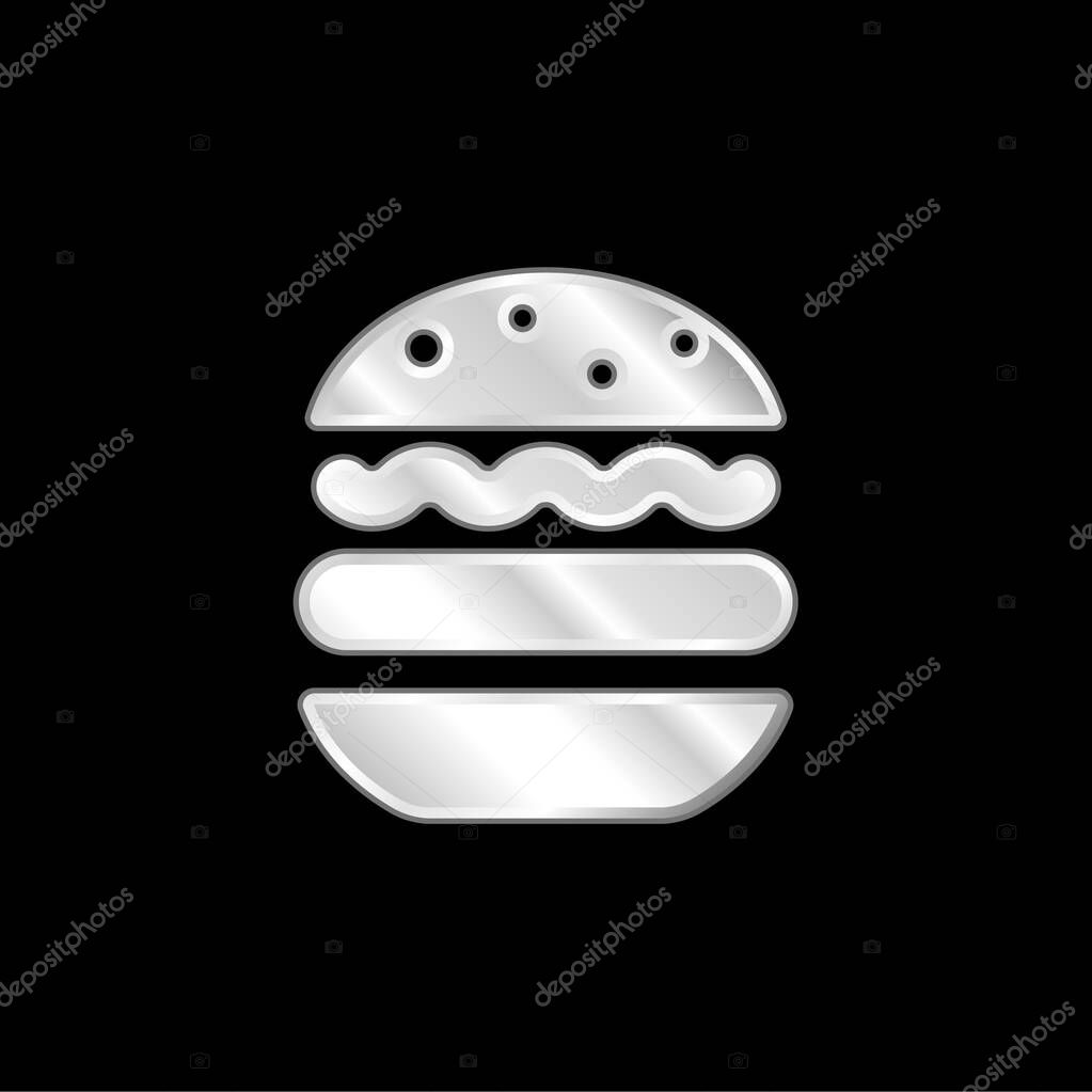 Big Hamburger silver plated metallic icon
