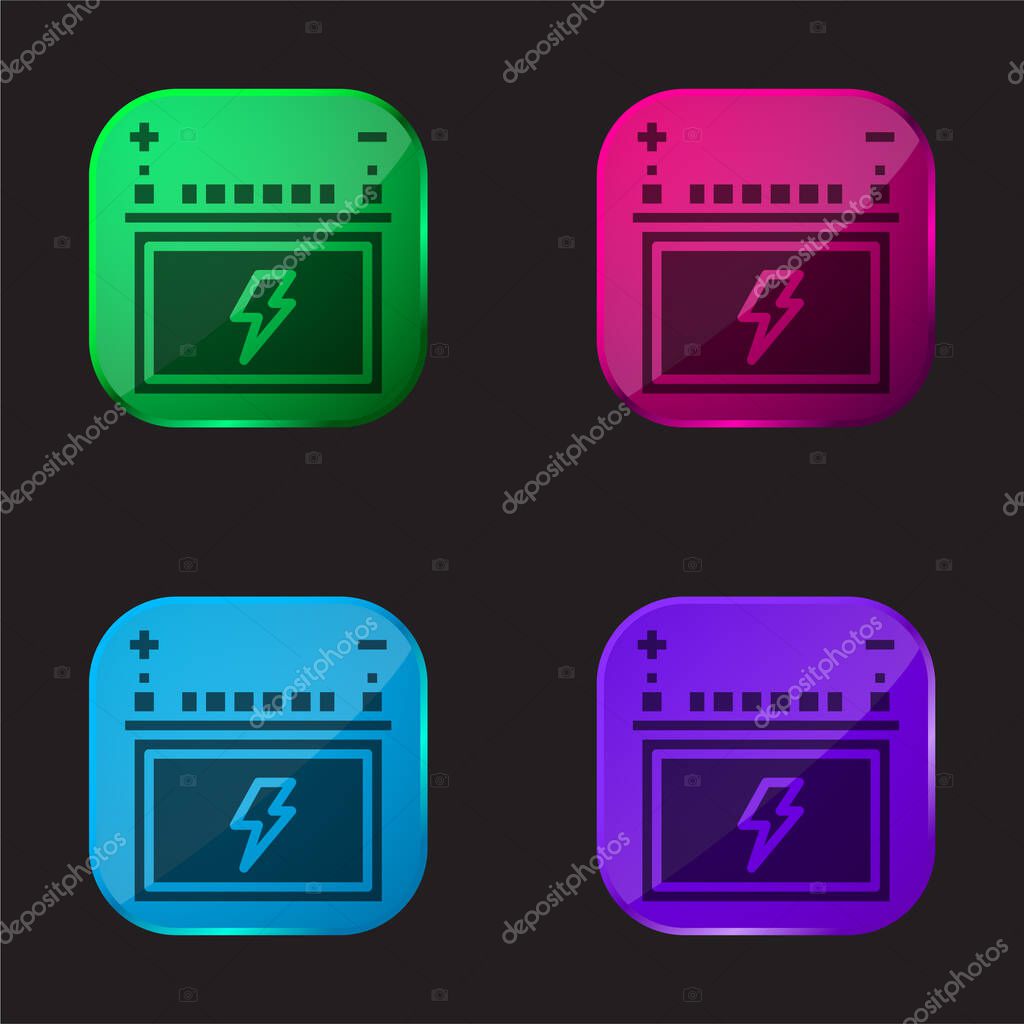 Battery four color glass button icon