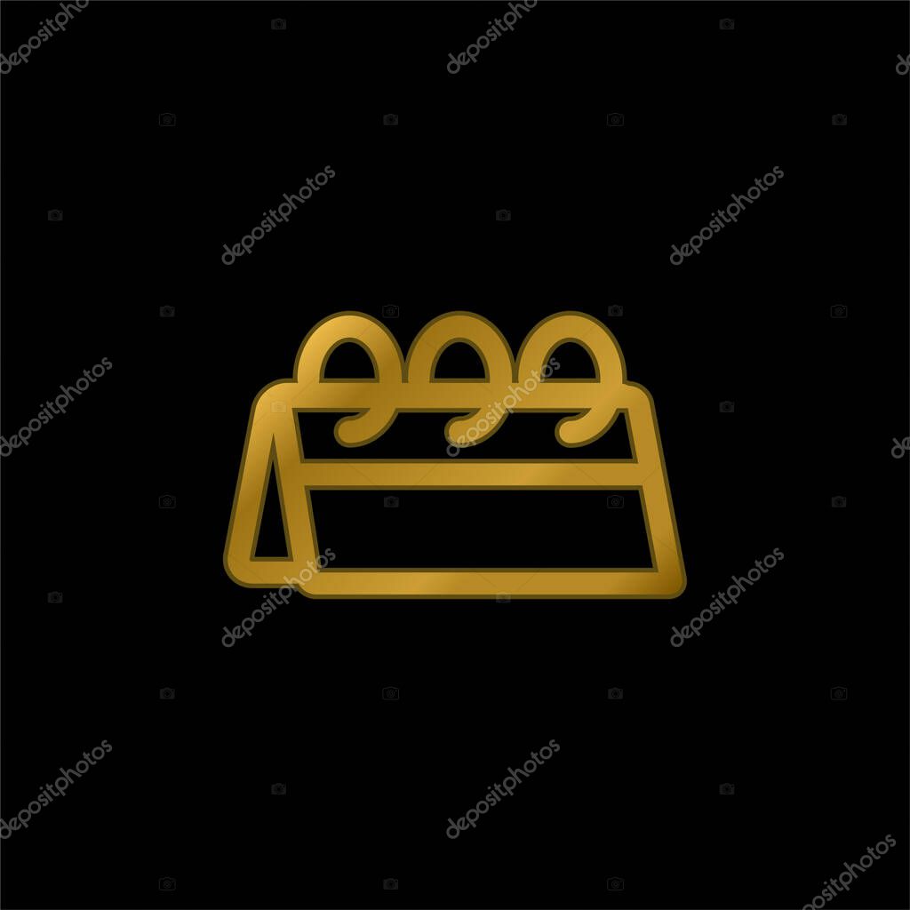Almanac gold plated metalic icon or logo vector