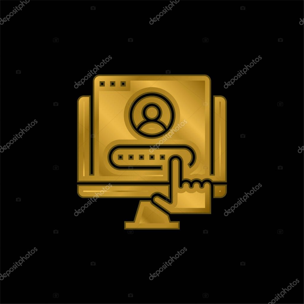 Account gold plated metalic icon or logo vector