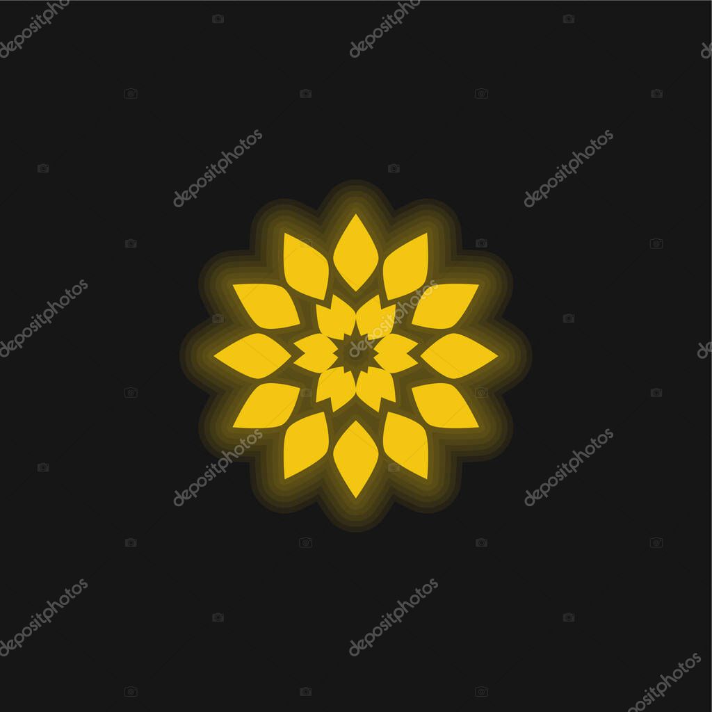 Big Flower yellow glowing neon icon