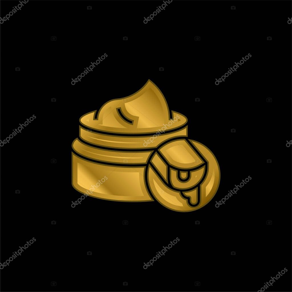 Aloe Vera gold plated metalic icon or logo vector