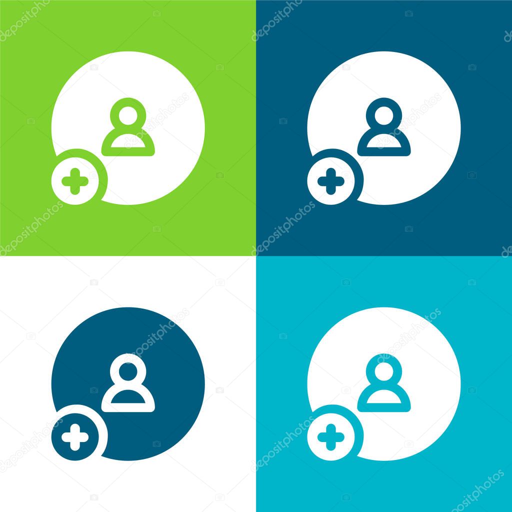 Add Friend Flat four color minimal icon set