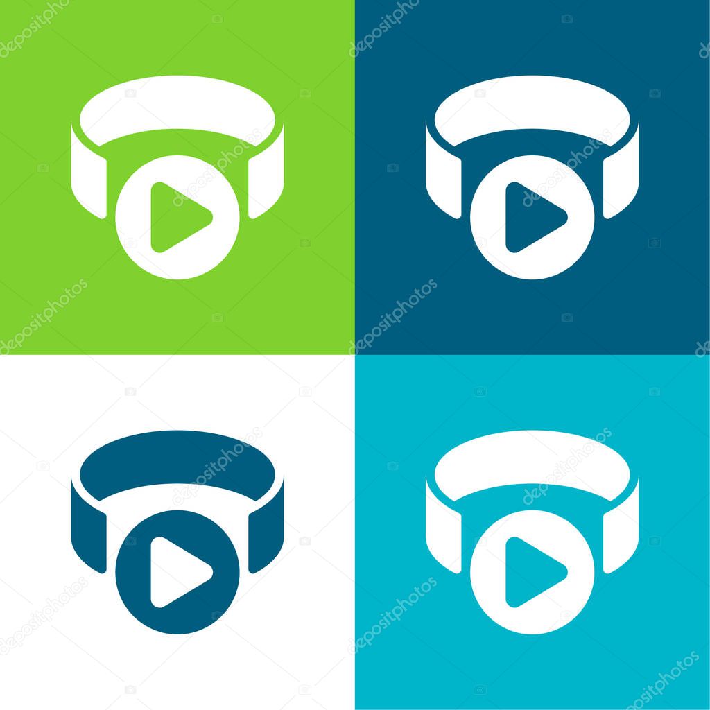 3d Viewer Flat four color minimal icon set