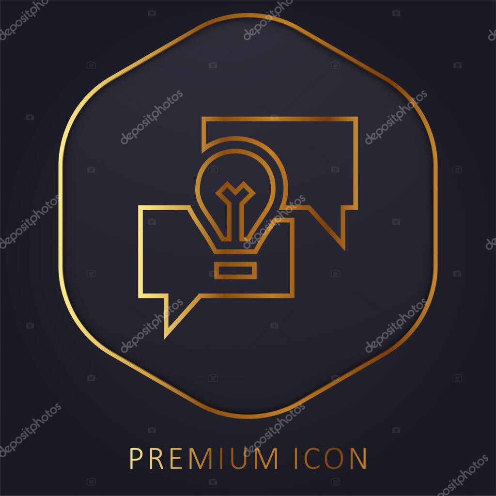 Brainstorming golden line premium logo or icon