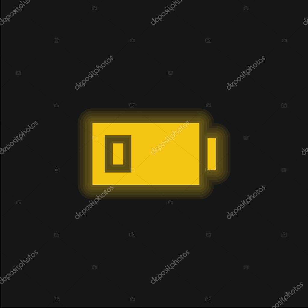 Battery yellow glowing neon icon