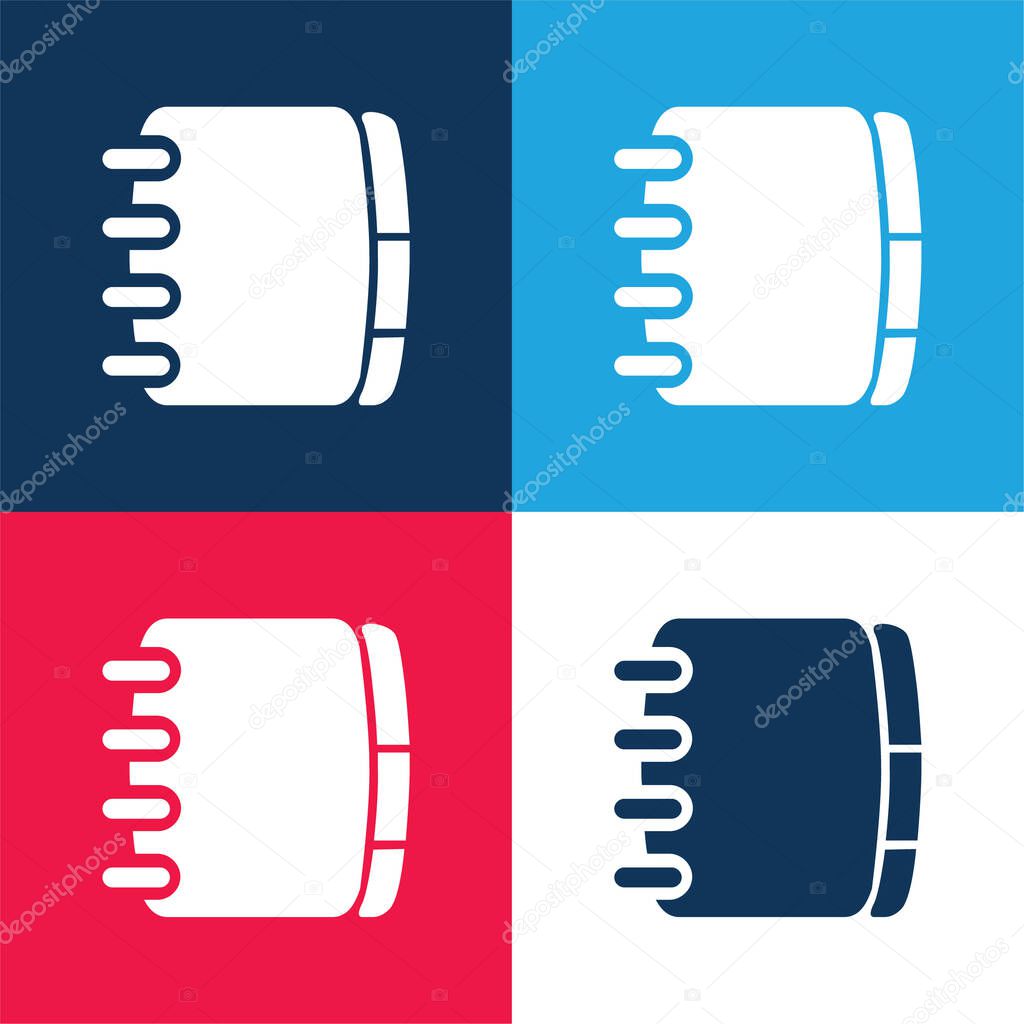 Book blue and red four color minimal icon set