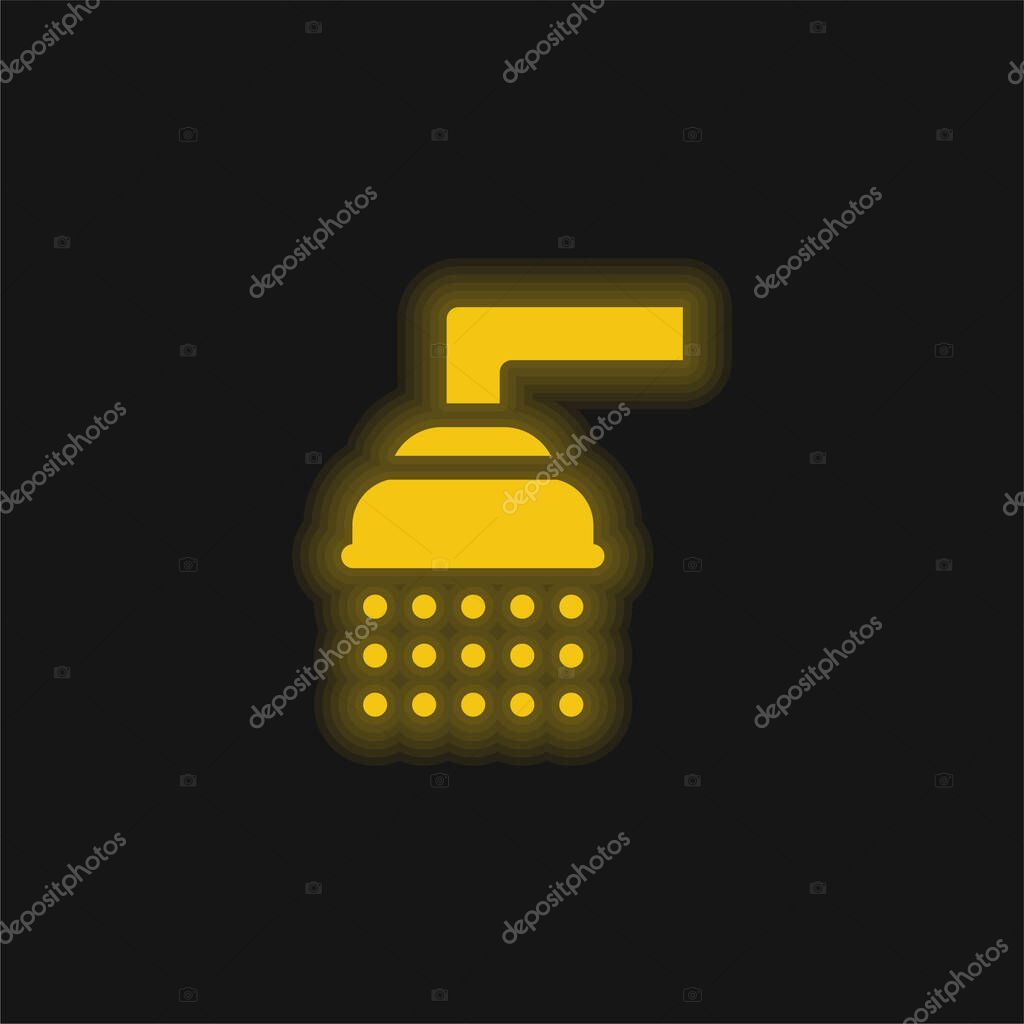 Bathroom yellow glowing neon icon