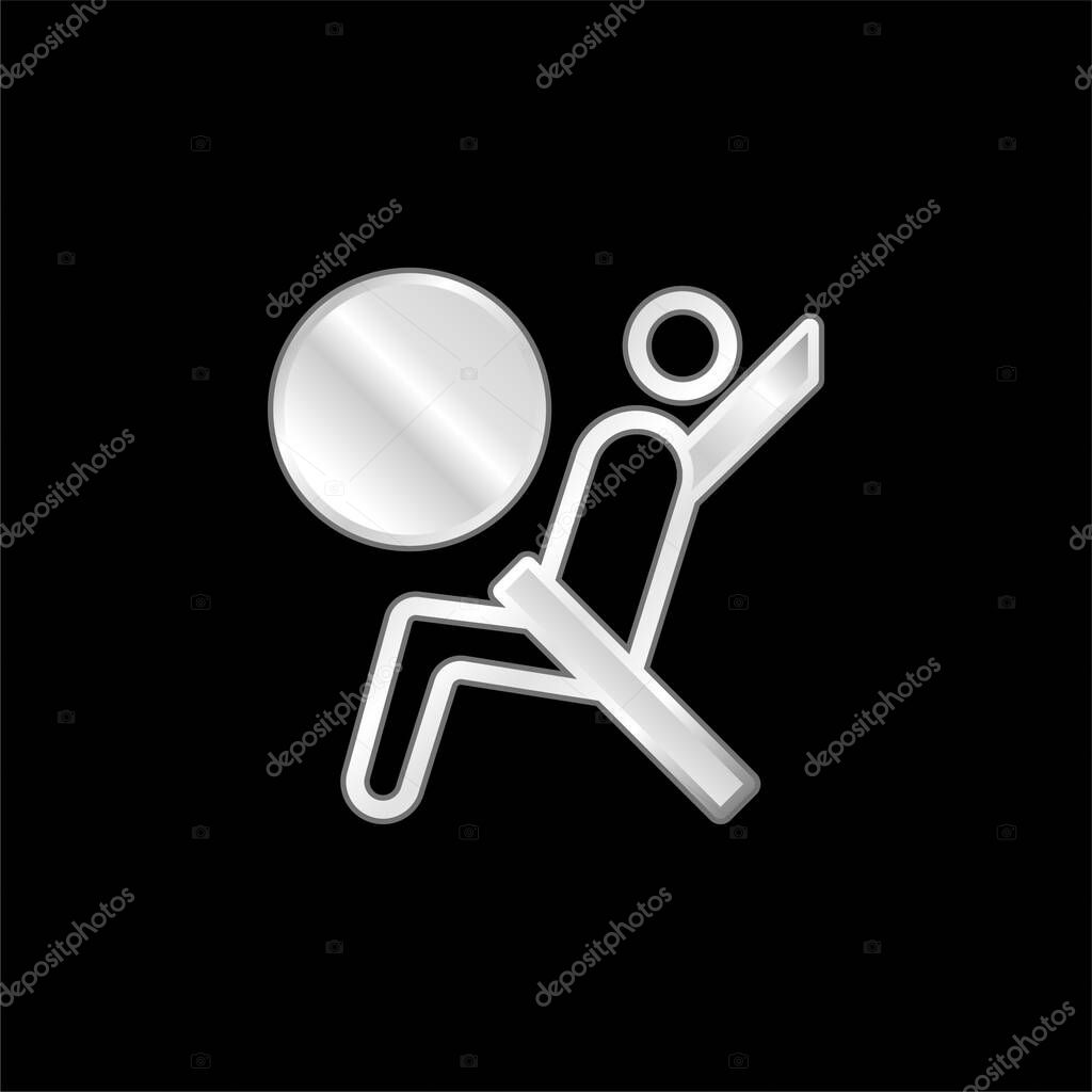 Airbag silver plated metallic icon