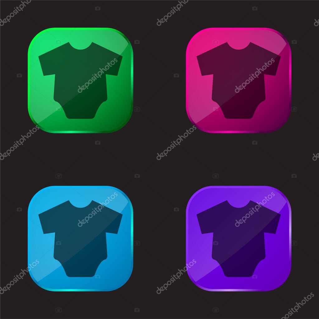 Baby Clothes four color glass button icon