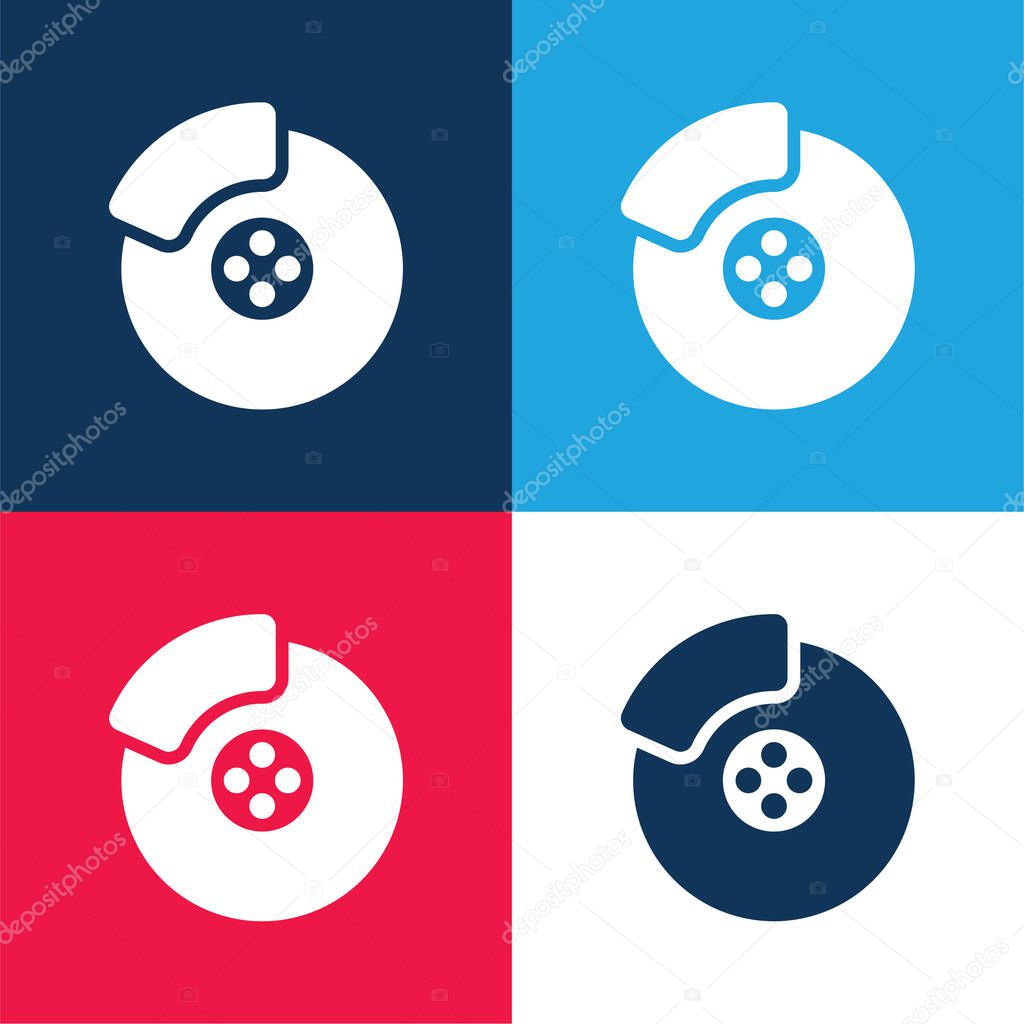 Brake blue and red four color minimal icon set