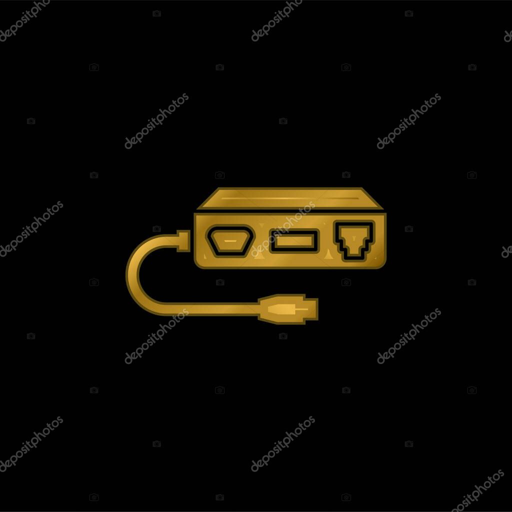 Adapter gold plated metalic icon or logo vector