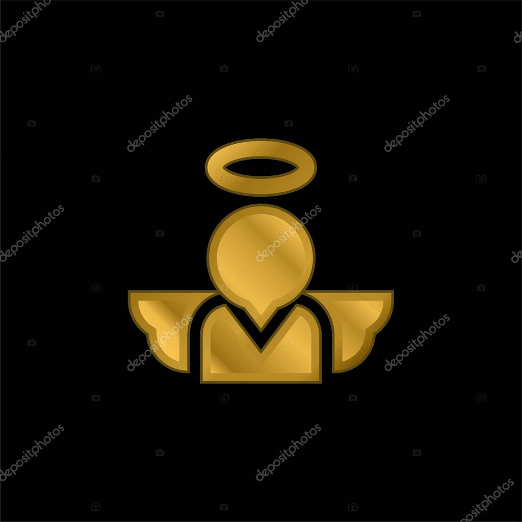 Angel gold plated metalic icon or logo vector
