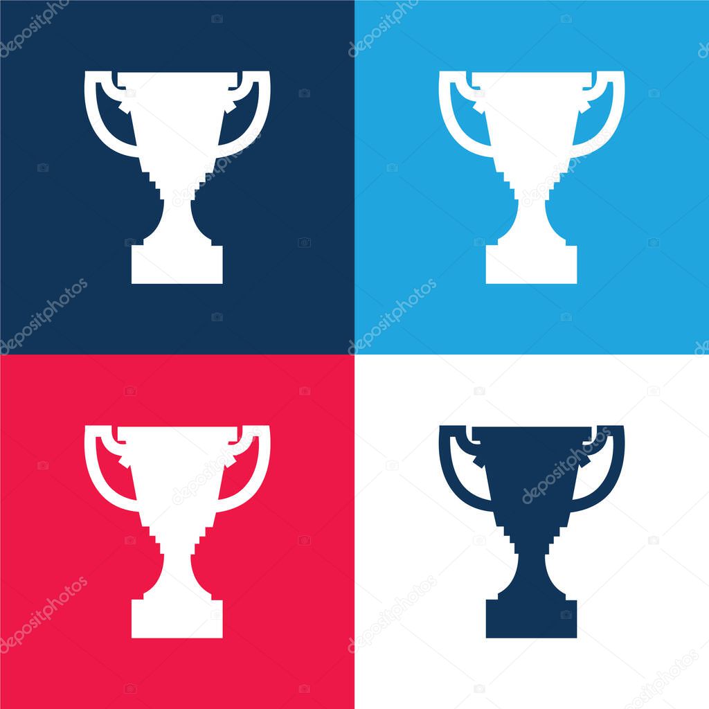 Award Trophy Shape blue and red four color minimal icon set