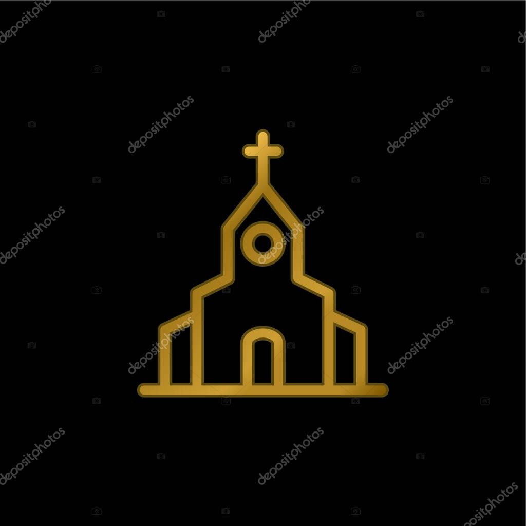 Big Church gold plated metalic icon or logo vector