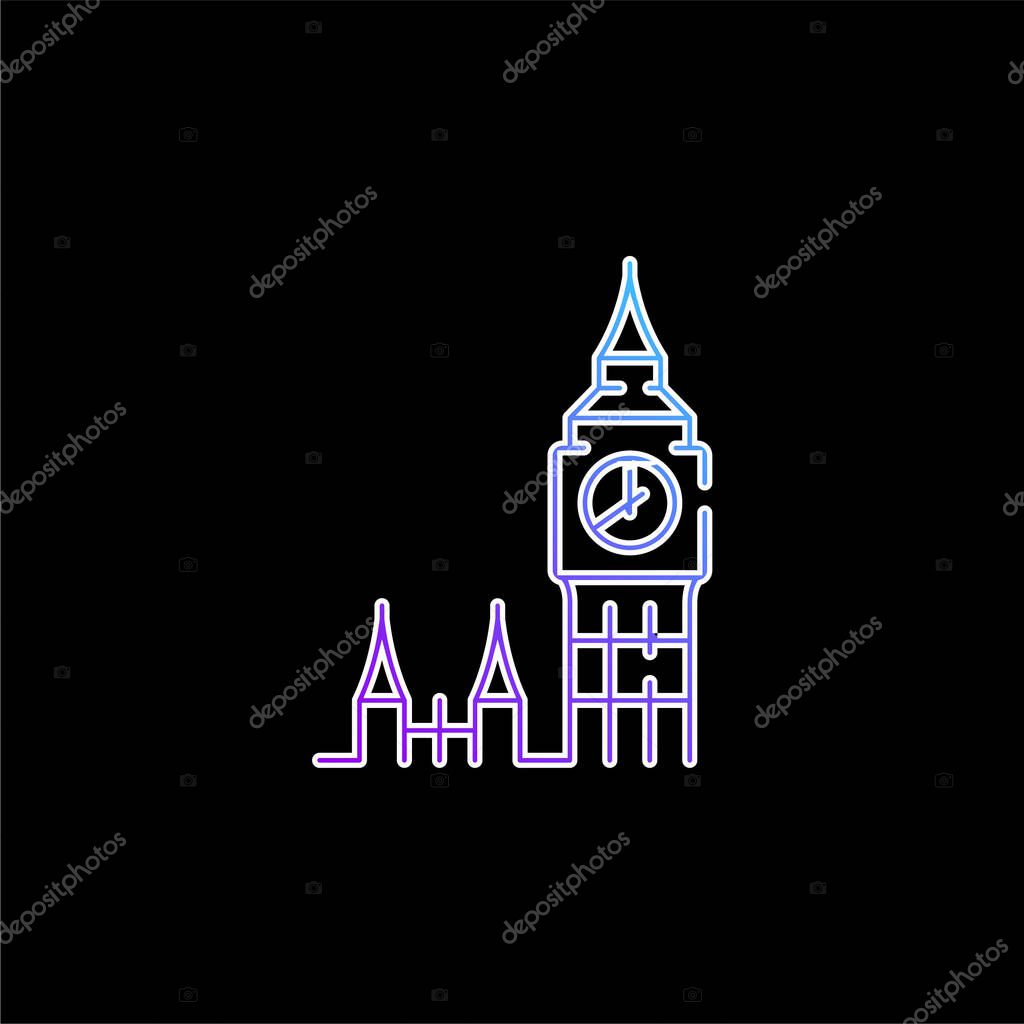 Big Ben blue gradient vector icon