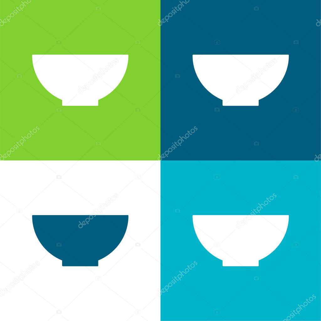 Bowl Flat four color minimal icon set