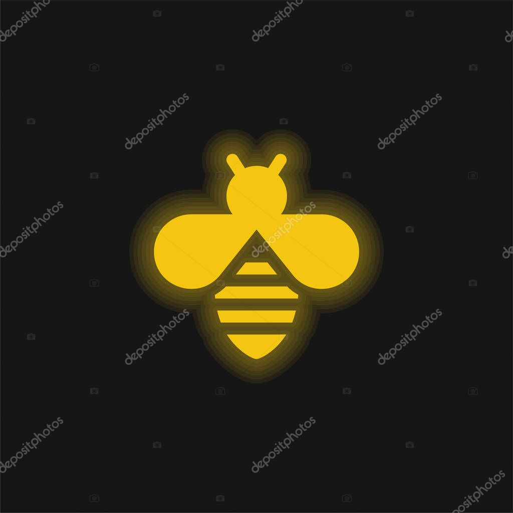 Bee yellow glowing neon icon