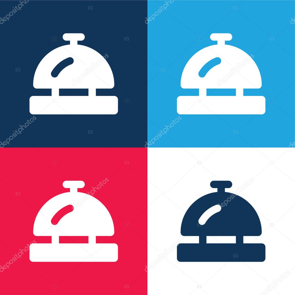 Bell blue and red four color minimal icon set