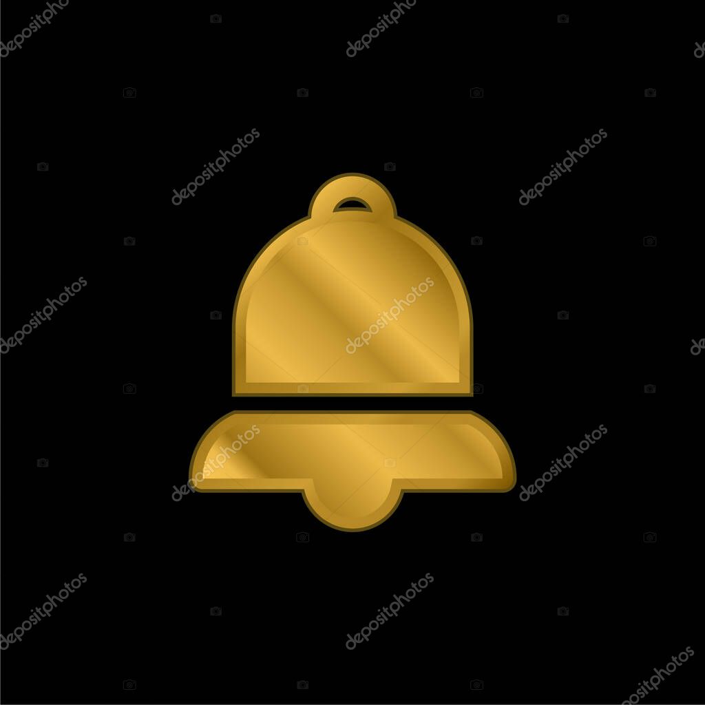Bell gold plated metalic icon or logo vector