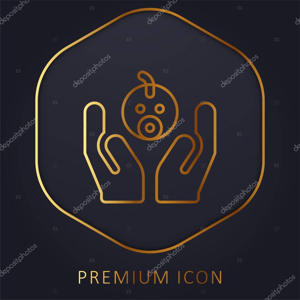 Adoption golden line premium logo or icon