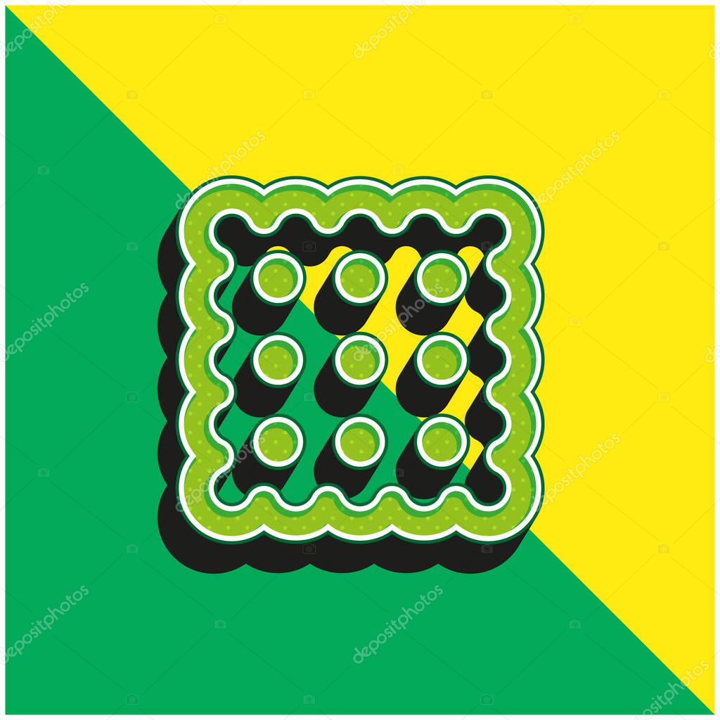 Biscuit Green and yellow modern 3d vector icon logo