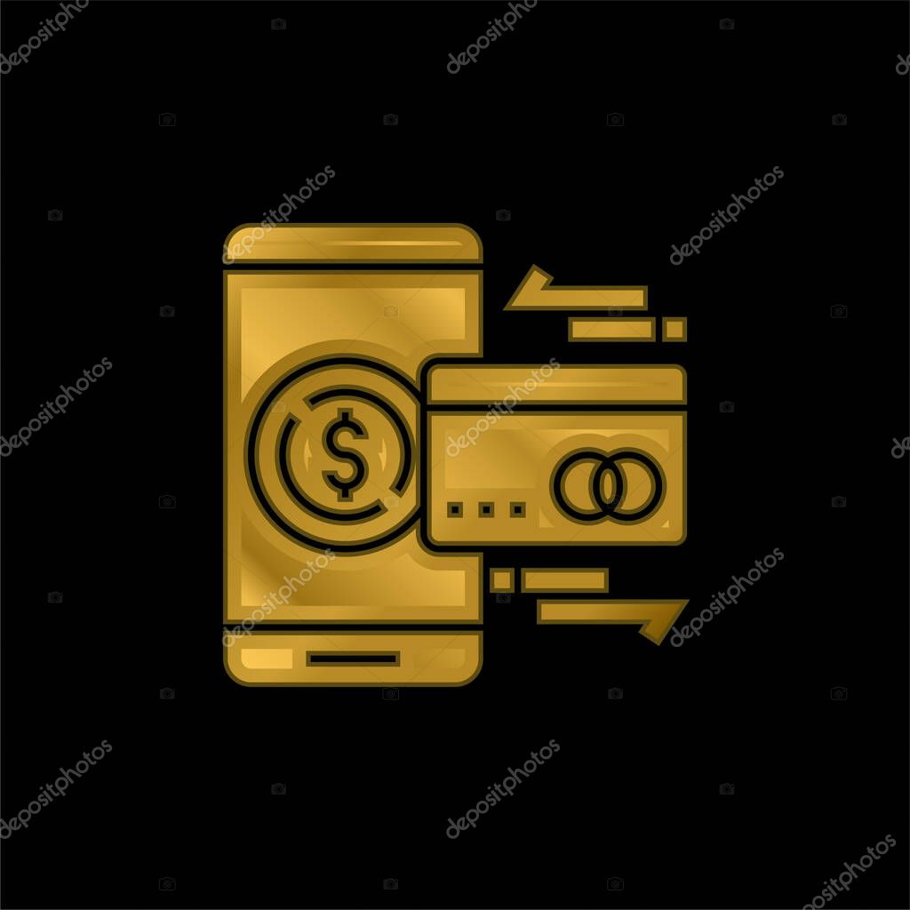 Account gold plated metalic icon or logo vector