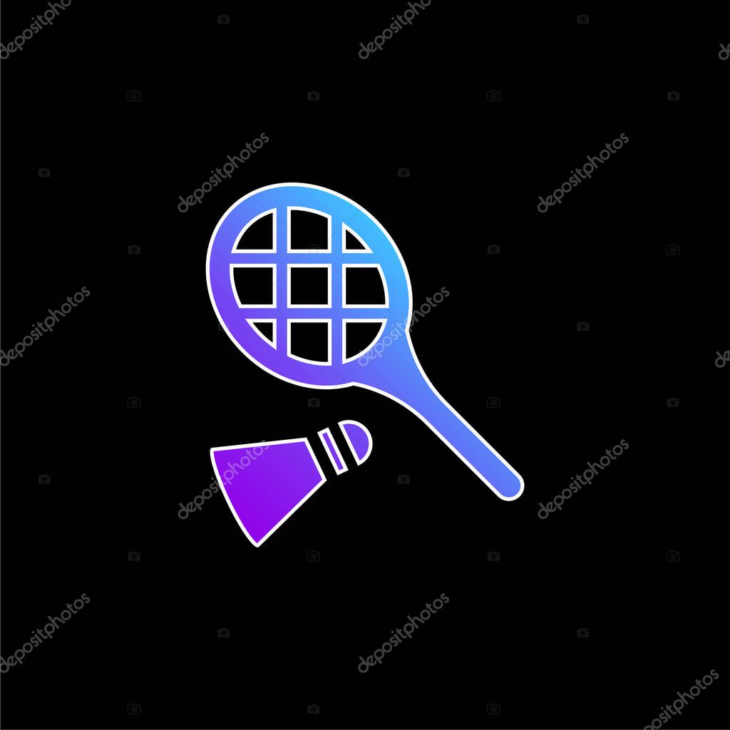 Badminton RAcket And Feather blue gradient vector icon