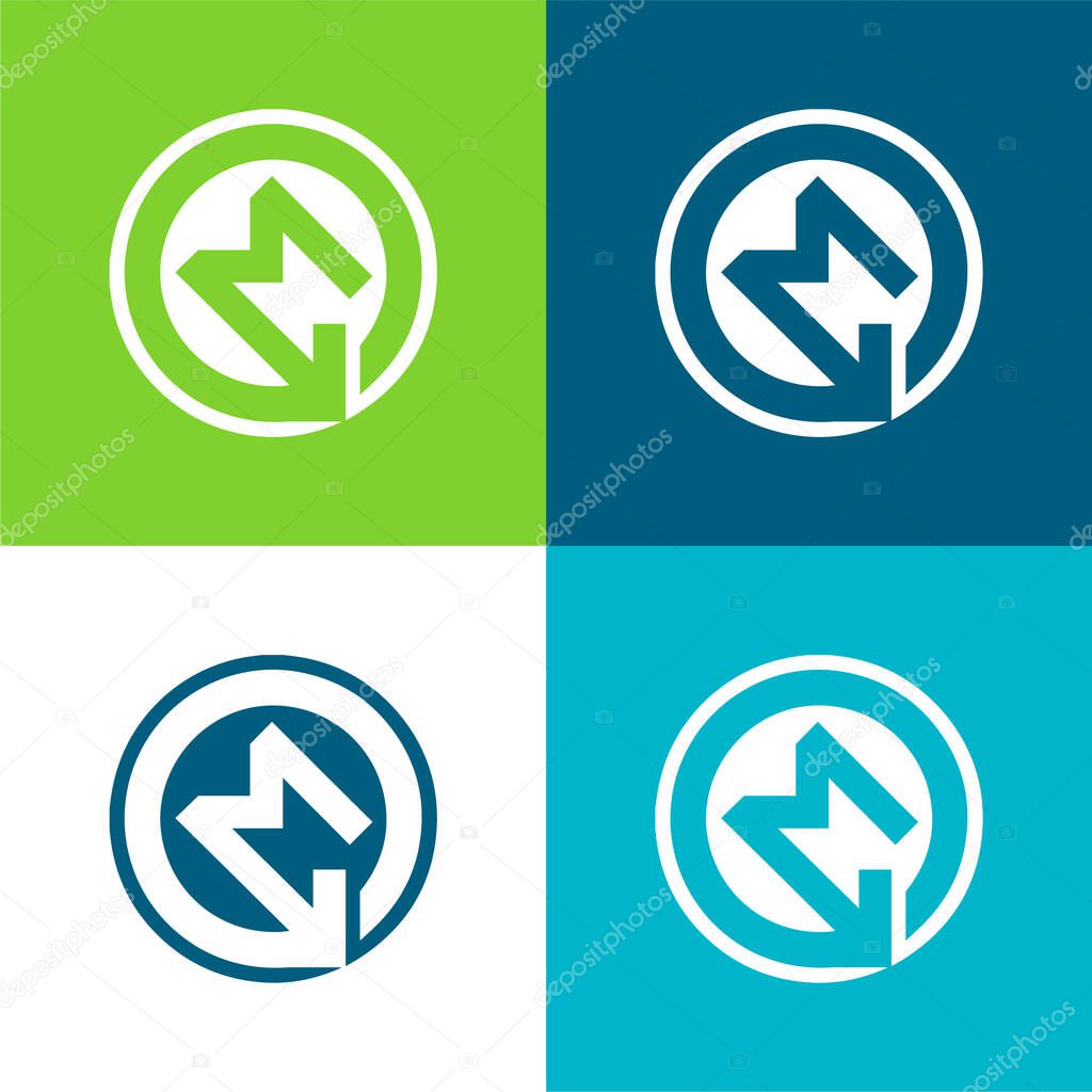 BKV Metro Logo Flat four color minimal icon set