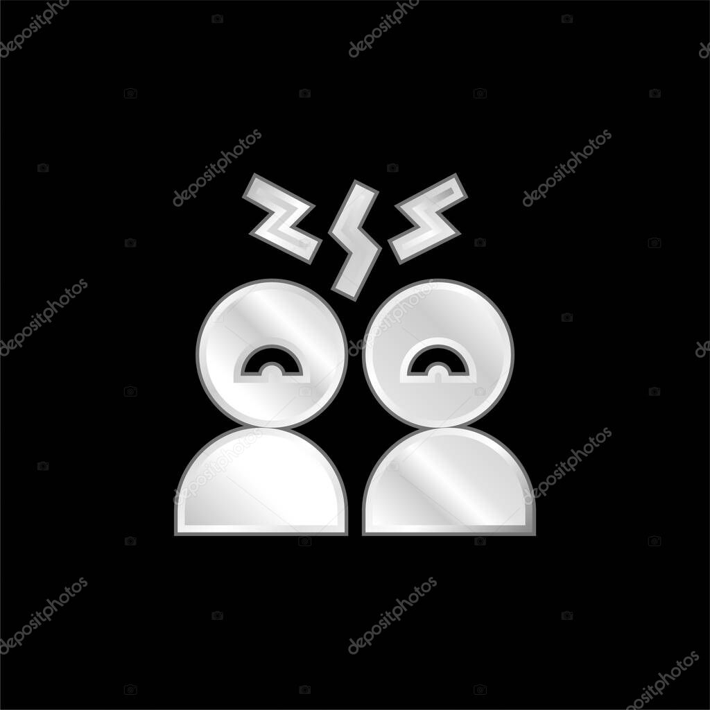 Angry silver plated metallic icon
