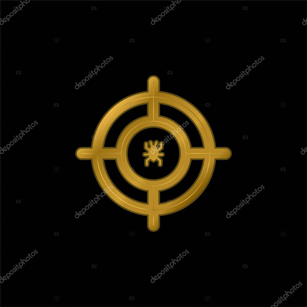 Antivirus gold plated metalic icon or logo vector
