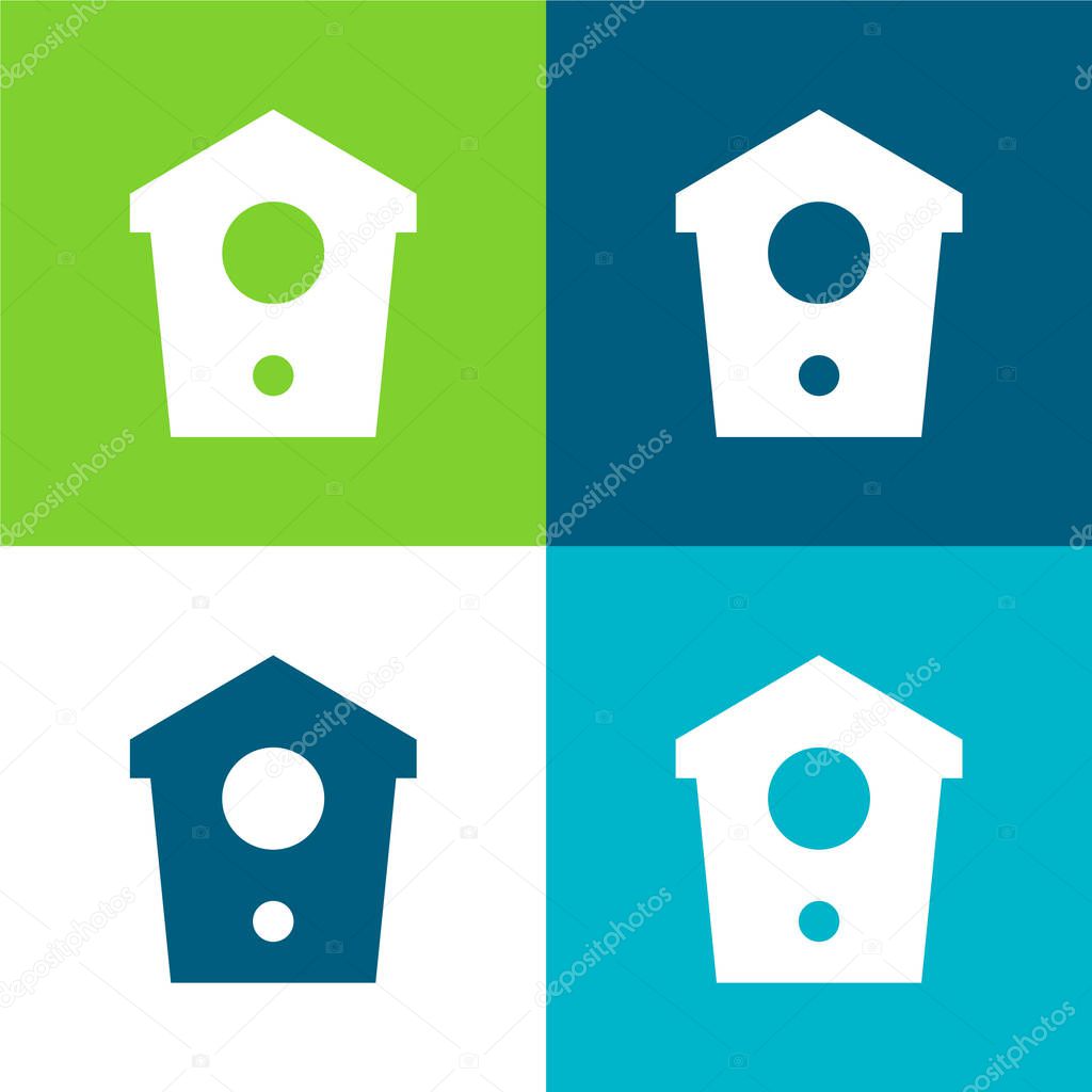 Birdhouse Flat four color minimal icon set