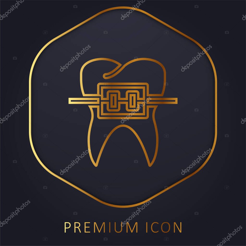 Braces golden line premium logo or icon