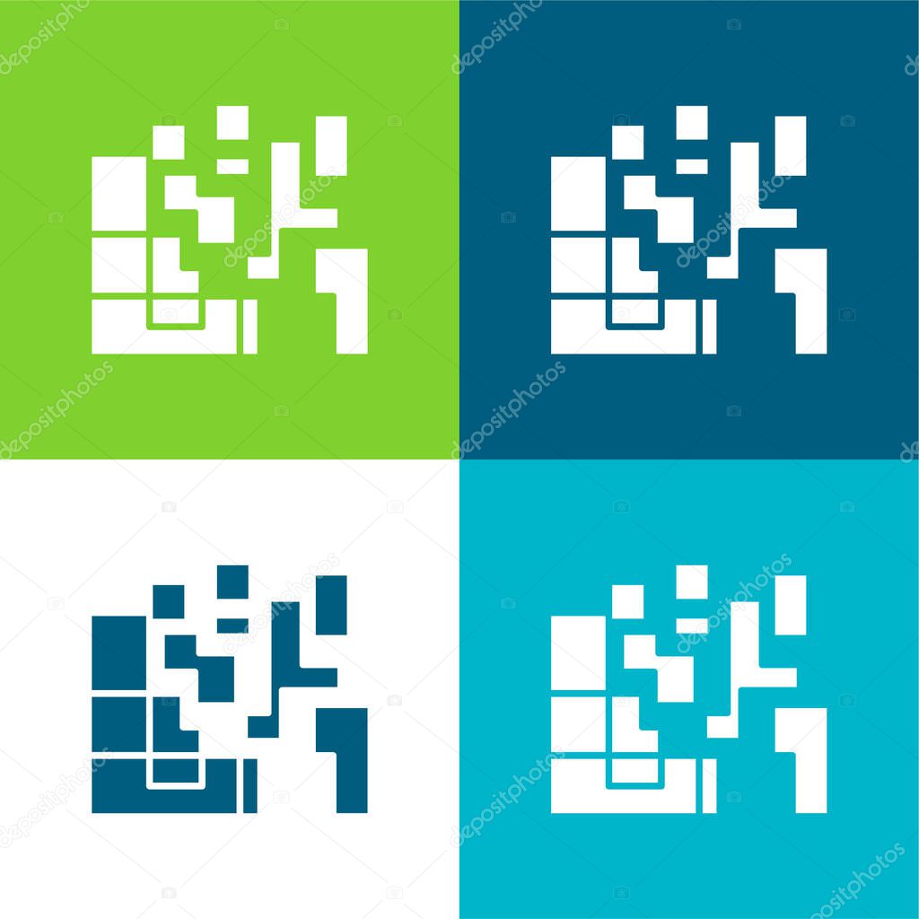 Artistic Squares Flat four color minimal icon set