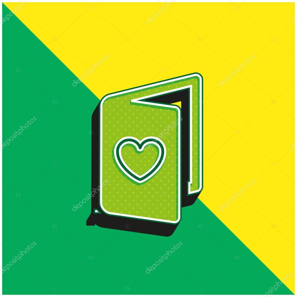 Birthday Card Green and yellow modern 3d vector icon logo