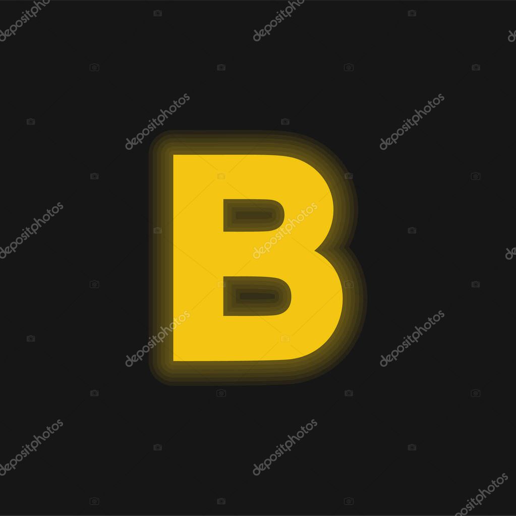 B yellow glowing neon icon