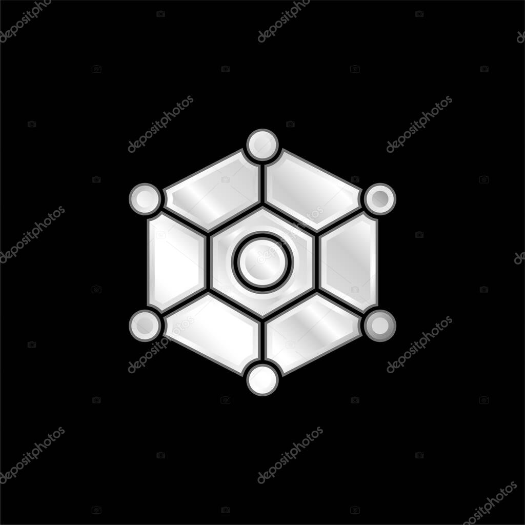 Atom silver plated metallic icon