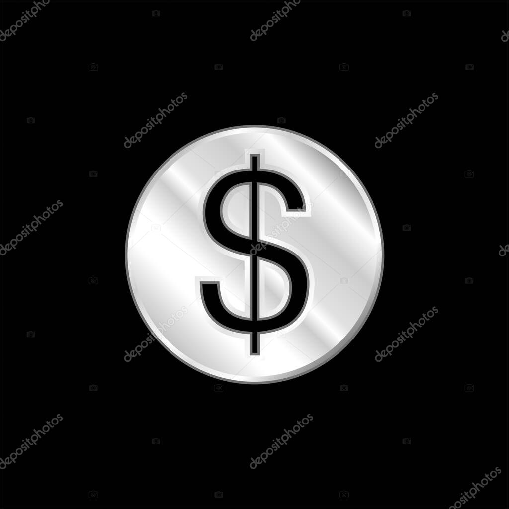 Big Dollar Coin silver plated metallic icon