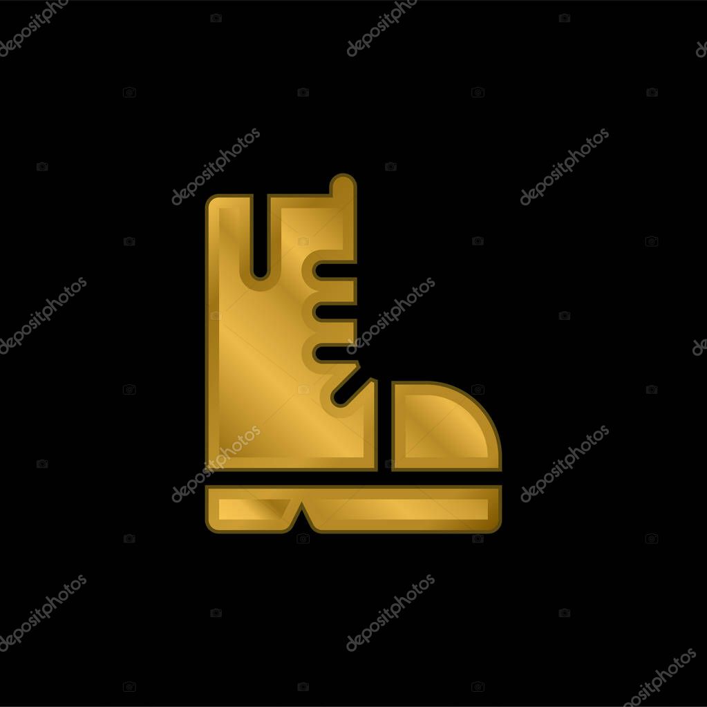 Boots gold plated metalic icon or logo vector