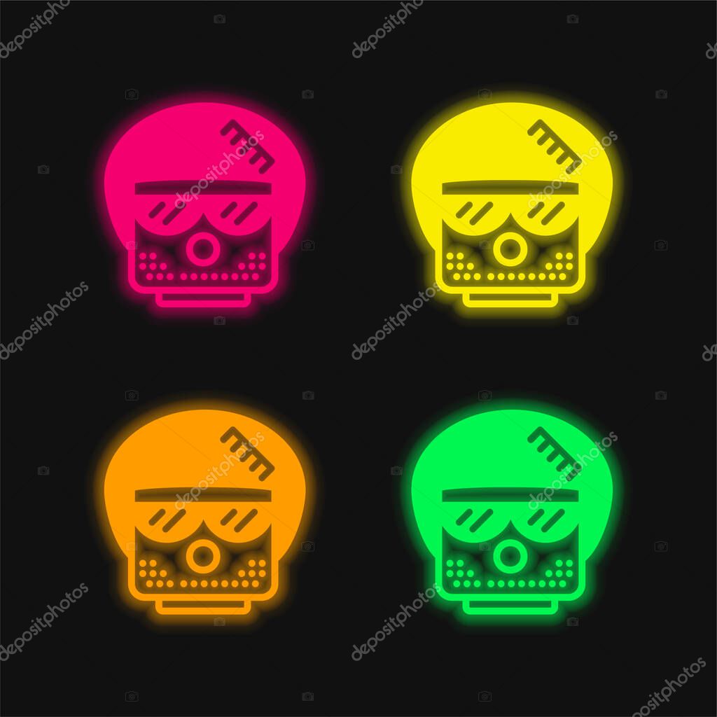 Afro four color glowing neon vector icon