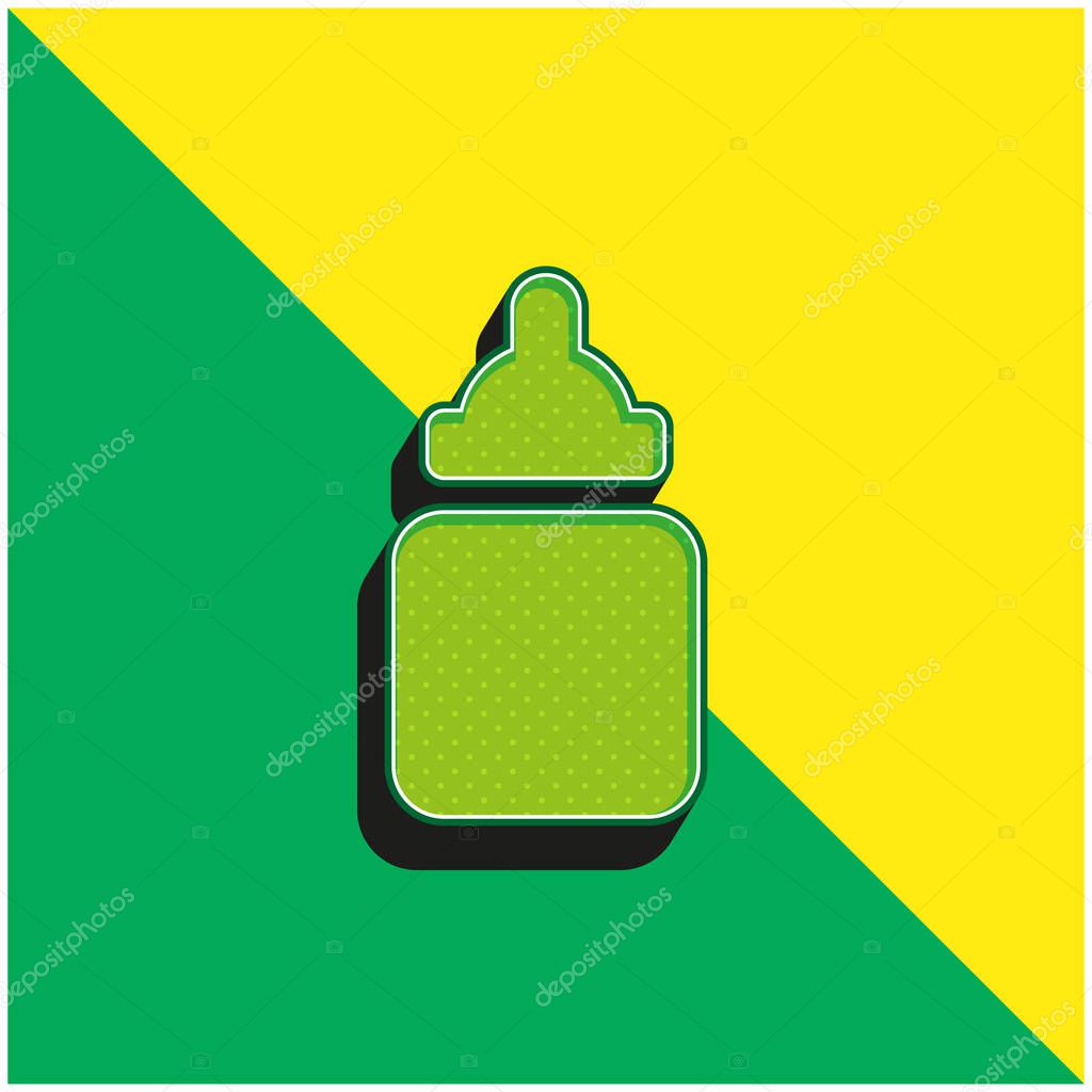 Baby Bottle Green and yellow modern 3d vector icon logo