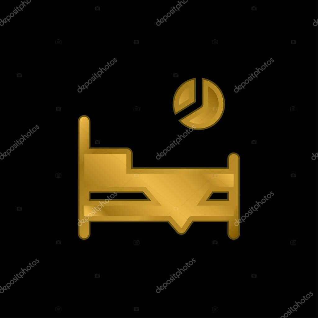 Bedtime gold plated metalic icon or logo vector