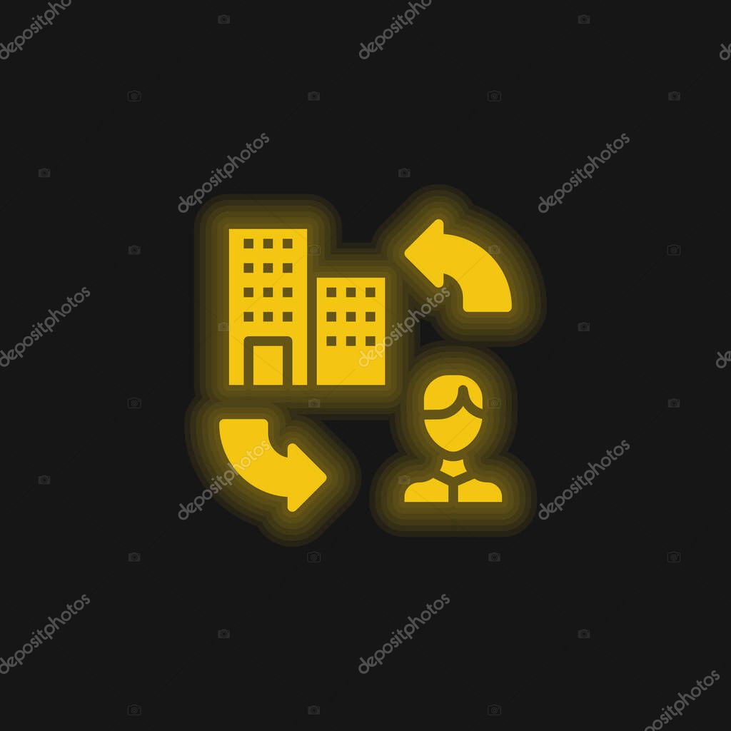 B2c yellow glowing neon icon