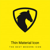 Black Horse Head In A Shield minimális világos sárga anyag ikon