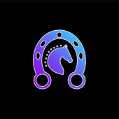 Black Head Horse In A Horseshoe blue gradient vector icon
