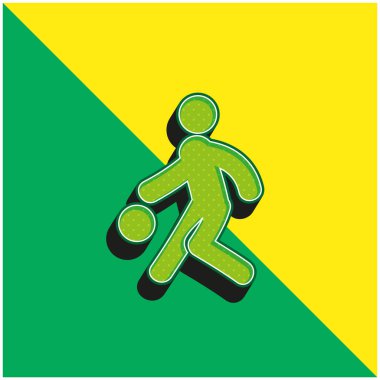 Basketbolcu Yeşil ve Sarı 3D vektör simgesi